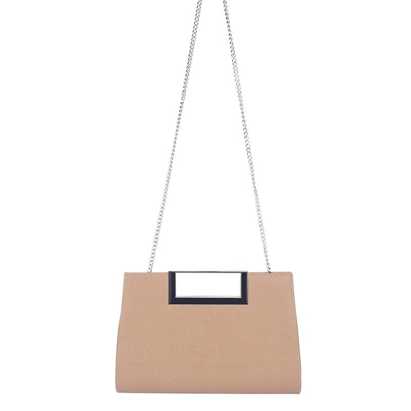 WALLYN'S Handbag for Women Evening Party PU Leather Convertible Clutch Purse with Chain (Khaki) - Image 5